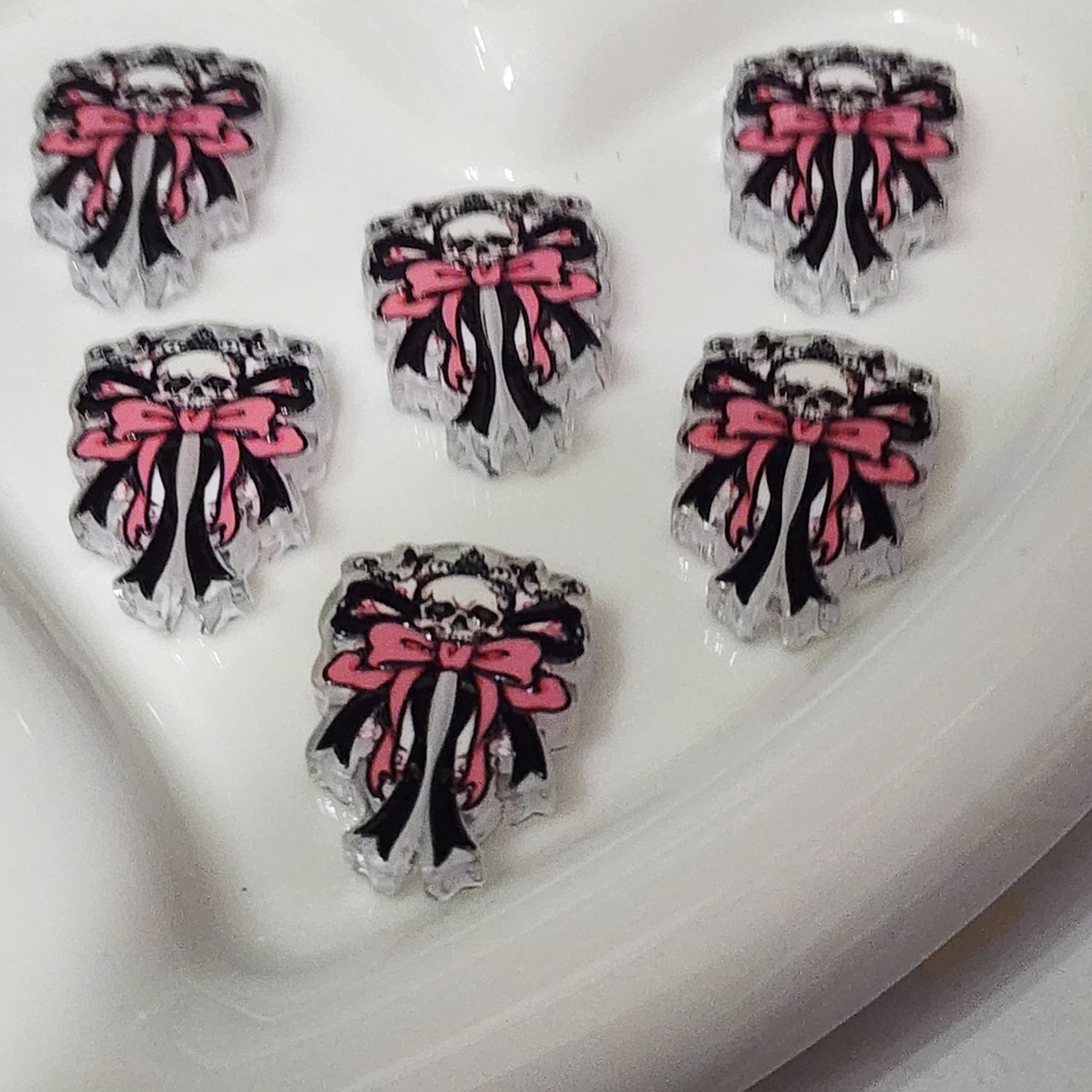 Skull Bow Beads 2 Pcs Focal Bead Beaded Pen Jewelry Making Charms Crafts
